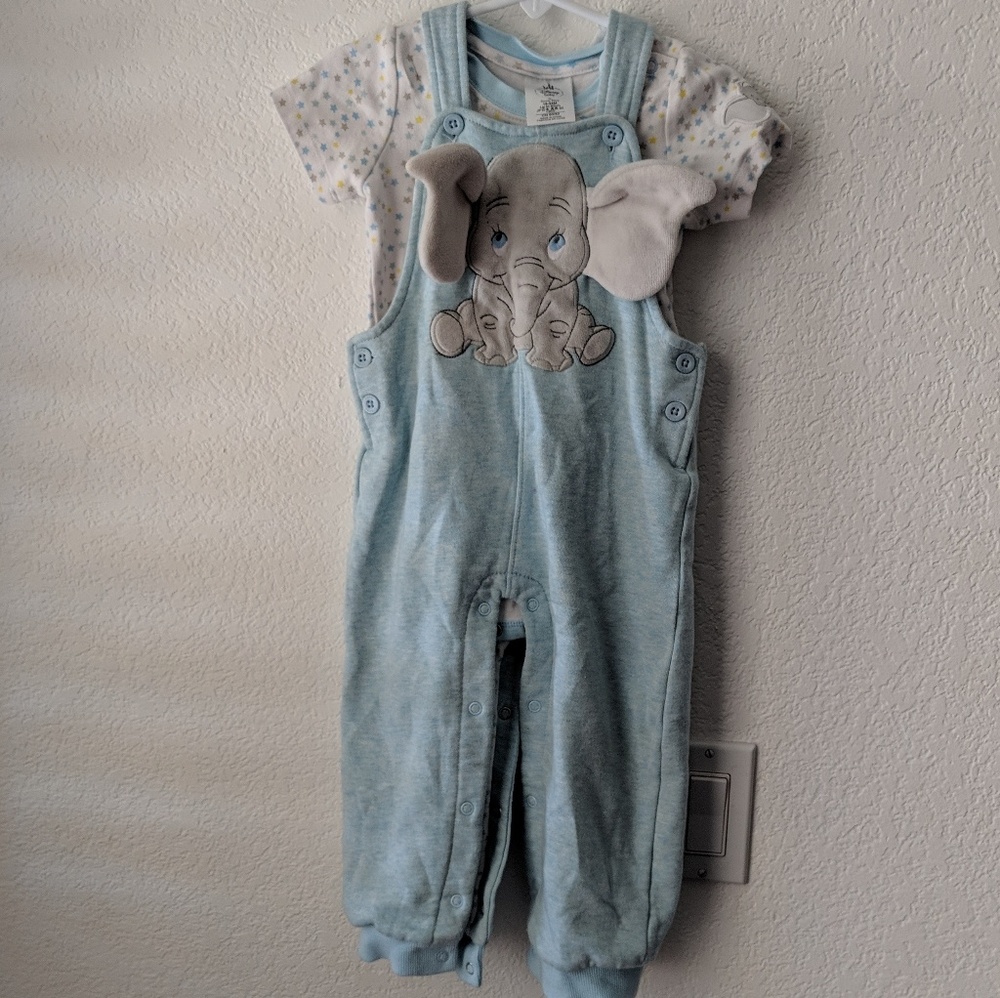 Disney Dumbo Plush Overall & Creeper Set 18-24mo